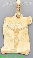 14K Gold Jesus Christ Scroll Italian Charm Pendant - Click Image to Close