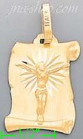14K Gold Jesus Christ Scroll Italian Charm Pendant - Click Image to Close