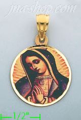 14K Gold Virgin of Guadalupe Picture Charm Pendant - Click Image to Close