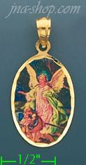 14K Gold Guardian Angel Picture Charm Pendant - Click Image to Close