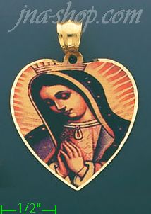 14K Gold Virgin of Guadalupe Picture Charm Pendant - Click Image to Close