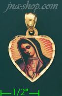 14K Gold Virgin of Guadalupe Picture Charm Pendant - Click Image to Close