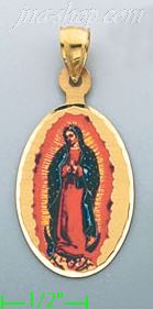 14K Gold Virgin of Guadalupe Picture Charm Pendant - Click Image to Close