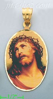 14K Gold Jesus Christ Picture Charm Pendant - Click Image to Close