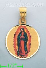 14K Gold Virgin of Guadalupe Picture Charm Pendant - Click Image to Close