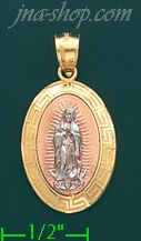 14K Gold Virgin of Guadalupe Stamp & Charm Pendant - Click Image to Close