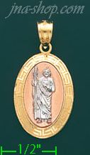 14K Gold Saint Jude Stamp & Charm Pendant - Click Image to Close