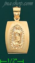 14K Gold Virgin of Guadalupe Stamp & Charm Pendant - Click Image to Close