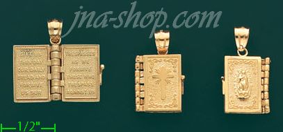 14K Gold Holy Bible (English) Stamp & Charm Pendant - Click Image to Close