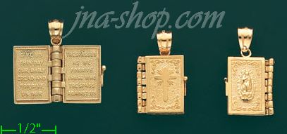 14K Gold Holy Bible (Spanish) Stamp & Charm Pendant - Click Image to Close