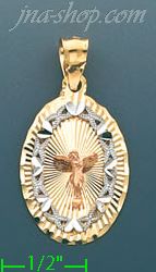 14K Gold Crucifix 3Color Stamp Charm Pendant - Click Image to Close