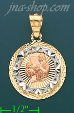 14K Gold Baptism 3Color Stamp Charm Pendant - Click Image to Close