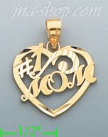 14K Gold #1 Mom Heart Charm Pendant - Click Image to Close