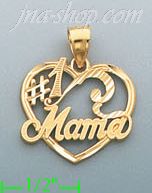 14K Gold #1 Mama Heart Charm Pendant - Click Image to Close