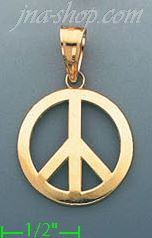 14K Gold Peace Sign Charm Pendant - Click Image to Close