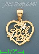 14K Gold Soul Mate Heart Charm Pendant - Click Image to Close