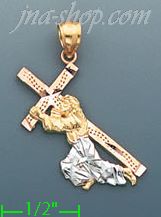 14K Gold Jesus Carrying Cross Charm Pendant - Click Image to Close