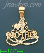 14K Gold #1 Brother Charm Pendant - Click Image to Close