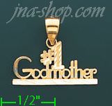 14K Gold #1 Godmother Charm Pendant - Click Image to Close