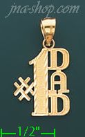 14K Gold #1 Dad Charm Pendant - Click Image to Close
