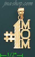 14K Gold #1 Mom Charm Pendant - Click Image to Close