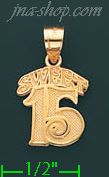 14K Gold Sweet 15 Charm Pendant - Click Image to Close