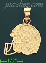 14K Gold Football Helmet Charm Pendant - Click Image to Close