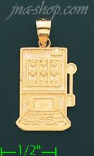 14K Gold Slot Machine Charm Pendant - Click Image to Close