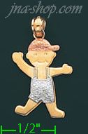 14K Gold Boy Charm Pendant - Click Image to Close