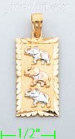 14K Gold 3 Elephants Charm Pendant - Click Image to Close