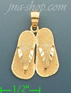 14K Gold Sandals Charm Pendant - Click Image to Close