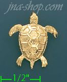 14K Gold Sea Turtle Charm Pendant - Click Image to Close