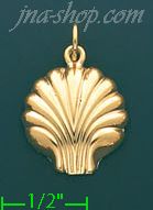 14K Gold Seashell Charm Pendant - Click Image to Close