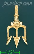 14K Gold Poseidon/Neptune Trifork Diamond-cut Charm Pendant - Click Image to Close