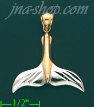 14K Gold Whale Tail Charm Pendant - Click Image to Close