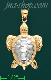 14K Gold Sea Turtle Charm Pendant - Click Image to Close