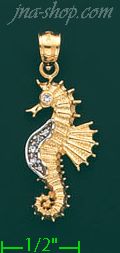 14K Gold Seahorse Charm Pendant - Click Image to Close