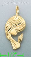 14K Gold Girl Praying Charm Pendant - Click Image to Close