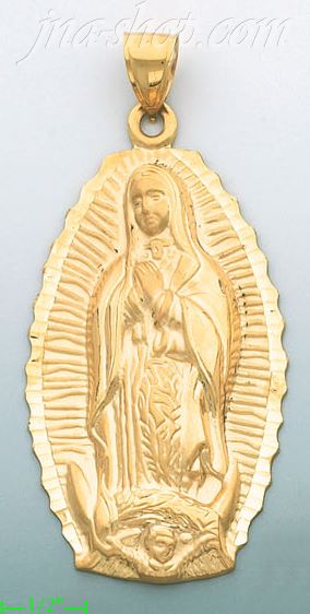 14K Gold Virgin of Guadalupe Religious Charm Pendant - Click Image to Close