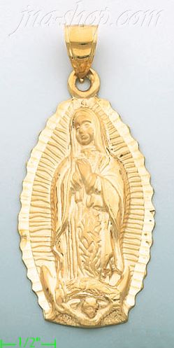 14K Gold Virgin of Guadalupe Religious Charm Pendant - Click Image to Close