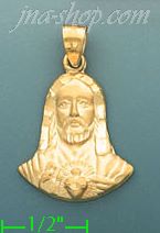 14K Gold Sacred Heart of Jesus Religious Charm Pendant - Click Image to Close
