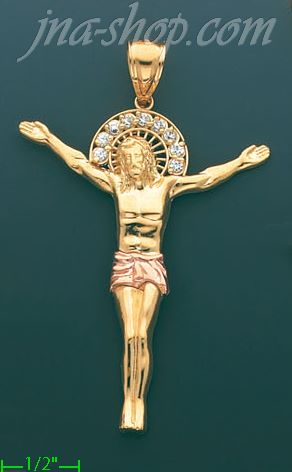 14K Gold Crucifix Religious Charm Pendant - Click Image to Close