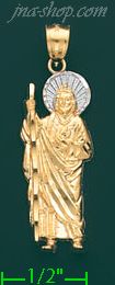 14K Gold Saint Jude Religious Charm Pendant - Click Image to Close