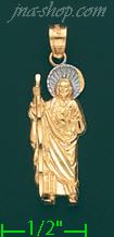 14K Gold Saint Jude Religious Charm Pendant - Click Image to Close