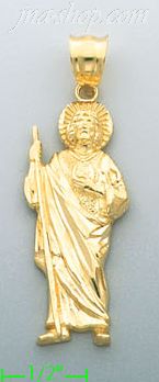 14K Gold Saint Jude Religious Charm Pendant - Click Image to Close
