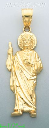 14K Gold Saint Jude Religious Charm Pendant - Click Image to Close