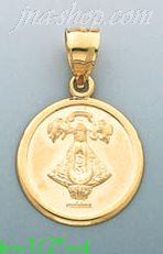 14K Gold Virgin of San Juan Stamped Charm Pendant - Click Image to Close