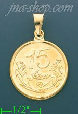 14K Gold 15 Años Stamped Charm Pendant - Click Image to Close