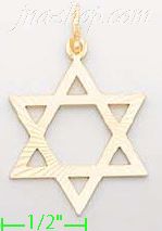 14K Gold David's Star Italian Charm Pendant - Click Image to Close