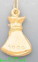 14K Gold Money Bag Italian Charm Pendant - Click Image to Close